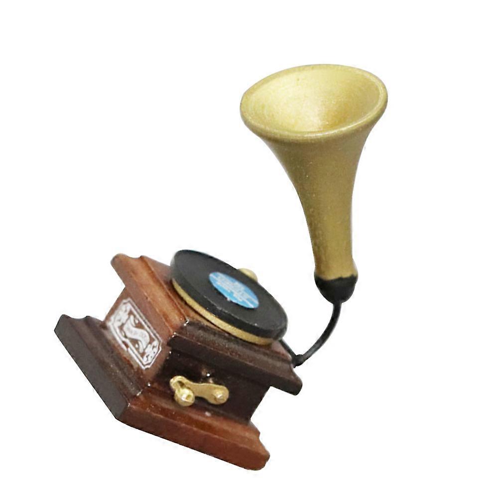 Retro Phonograph Simulation Ornament For Home Decoration Miniature Scene In Traditional Design 1Pack