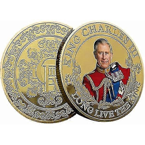 King Charles Coronation Coin, King Charles Iii Commemorative Coin, British King Stereo Embossed Color Printing, Collector's Coin Color Gold