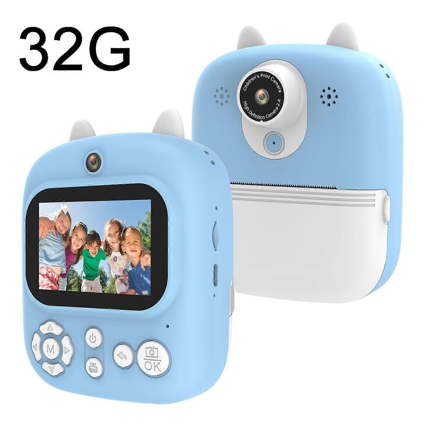 Children Print Instant Camera 32G+Card Reader Blue 