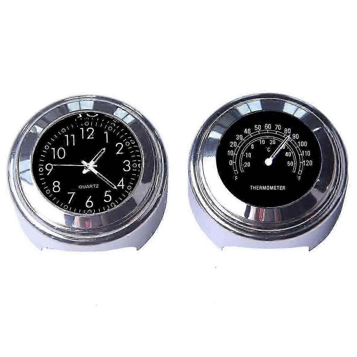 2pcs ceas cuarț pentru motociclete și termometru 7/8inch impermeabil biciclete ghidon ceas aluminiu unive-in stoc