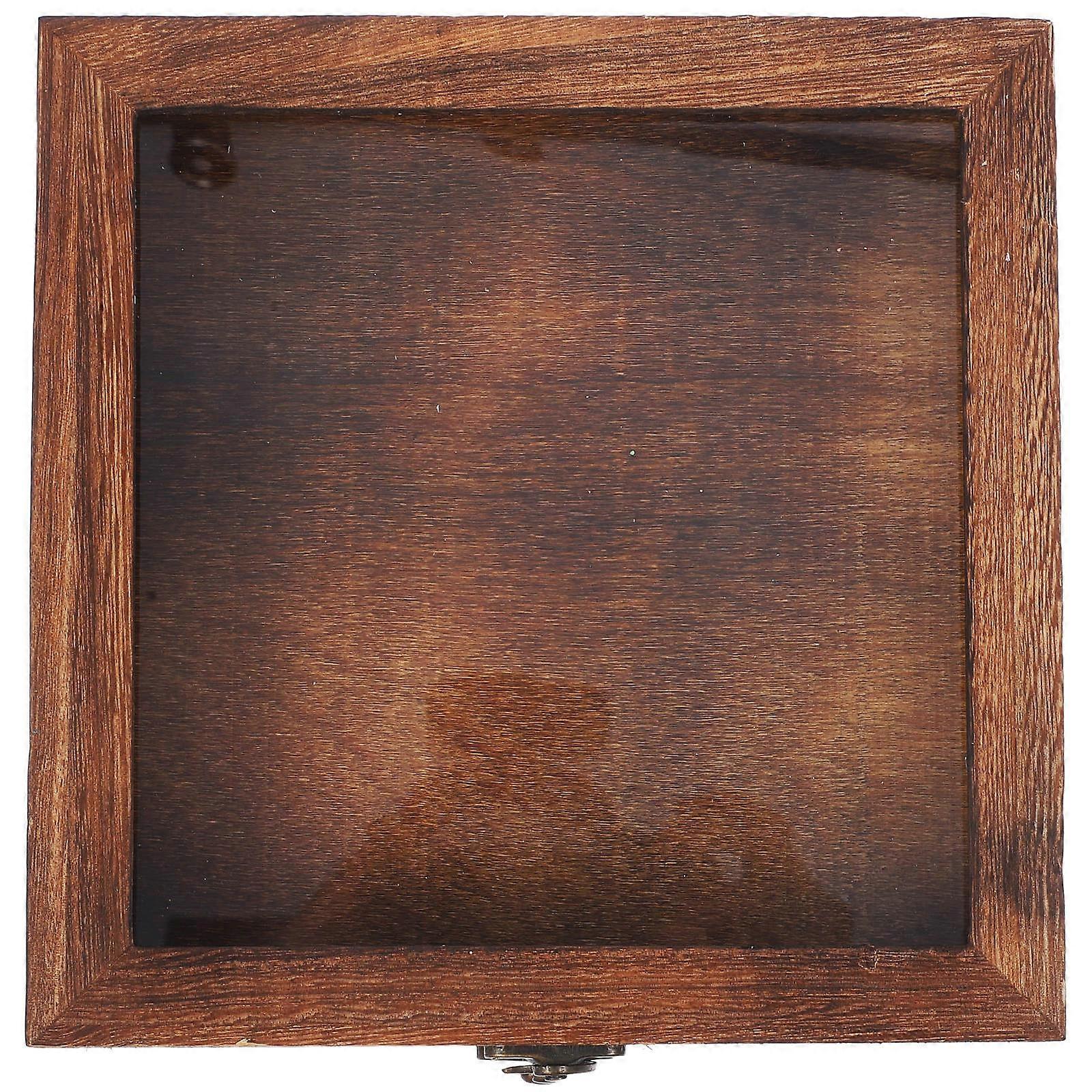 Wooden Specimen Display Case with Transparent Lid Retro Box for Butterflies, Plants, and Pins Dustproof Storage Organizer