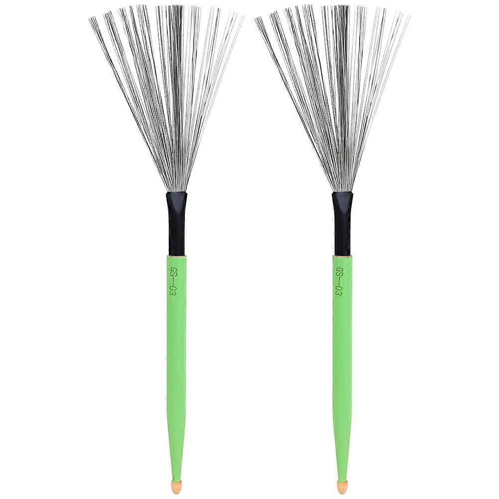 Brush For Drums Professional Wire Brush Designed For Drum Kit Performance Practice 1 Pair Green
