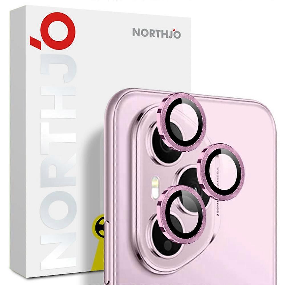 TKdaddy NORTHJO 1 Σετ Για Honor 400 Pro 5G (Παγκόσμια) Κάμερα από σκληρυμένο γυαλί Φακός Φιλμ CD Φλέβες Μεταλλικός δακτύλιος Προστατευτικό φακού Ροζ