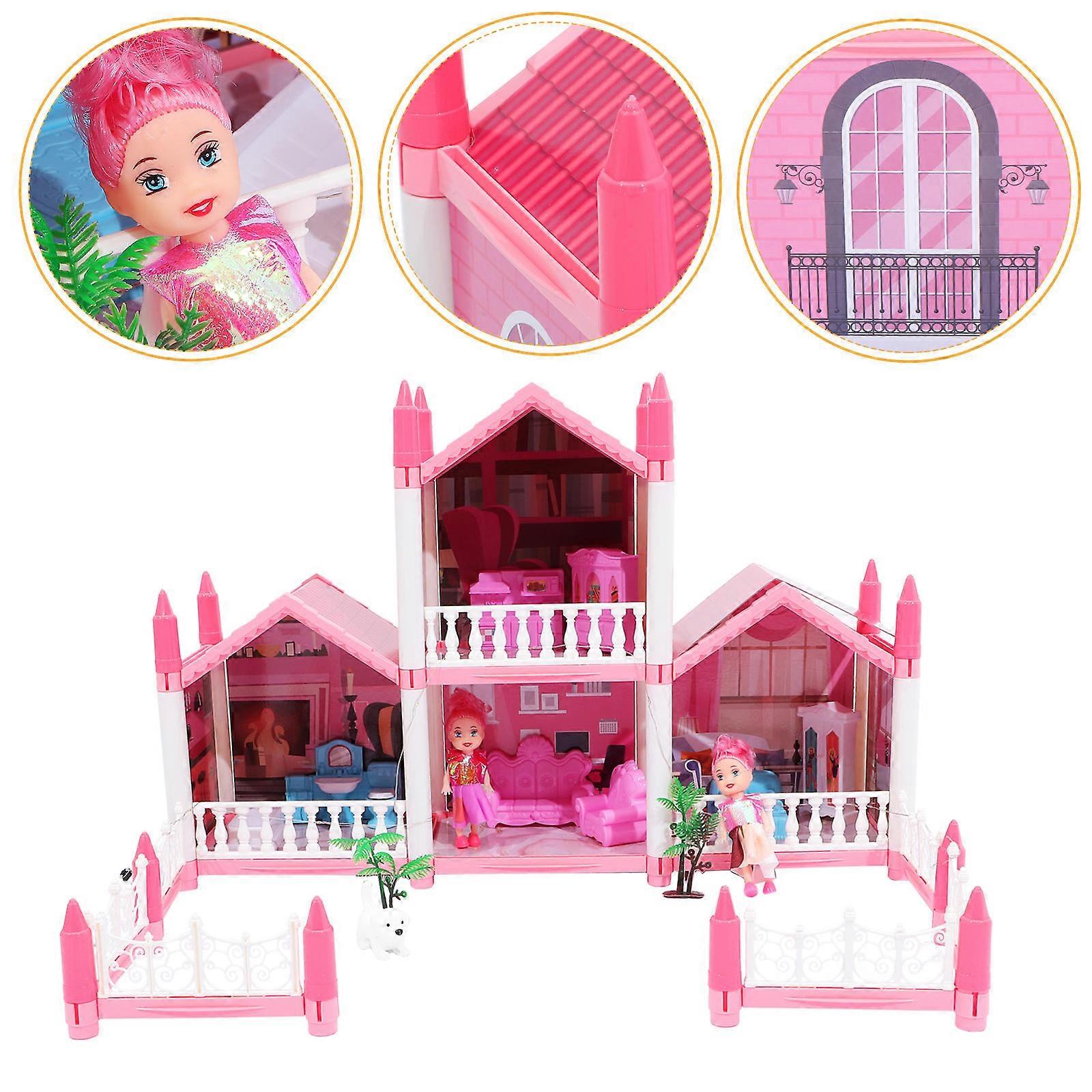 Kids DIY Castle Model Plaything Dollhouse For Daily Life Use Crafted From ABS Material Offered In Pink With 1 Set