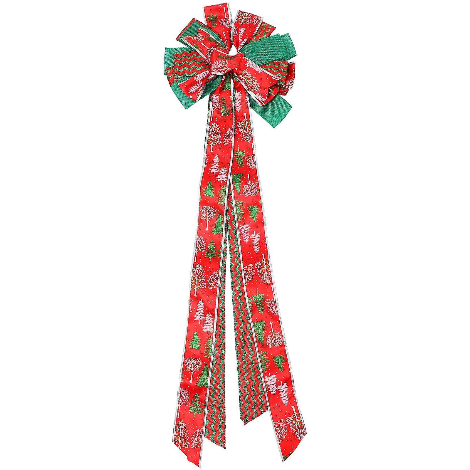 Wave Pattern Tree Topper Decorative Bow For Christmas 100x30x5CM Red Occasion 1Pack