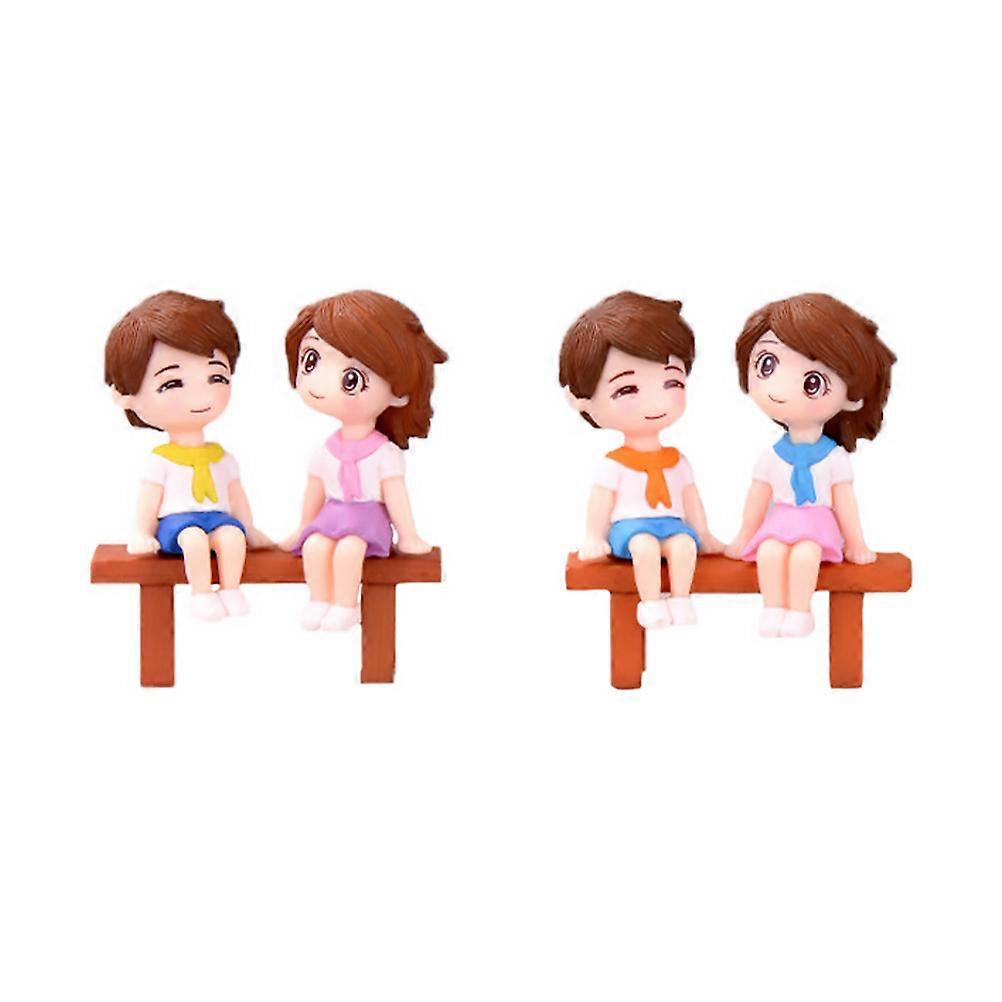 Lovely Couple Doll Ornaments 2 Sets For Wedding Accessory And Gift Perfect For Valentine's Day With Resin Material