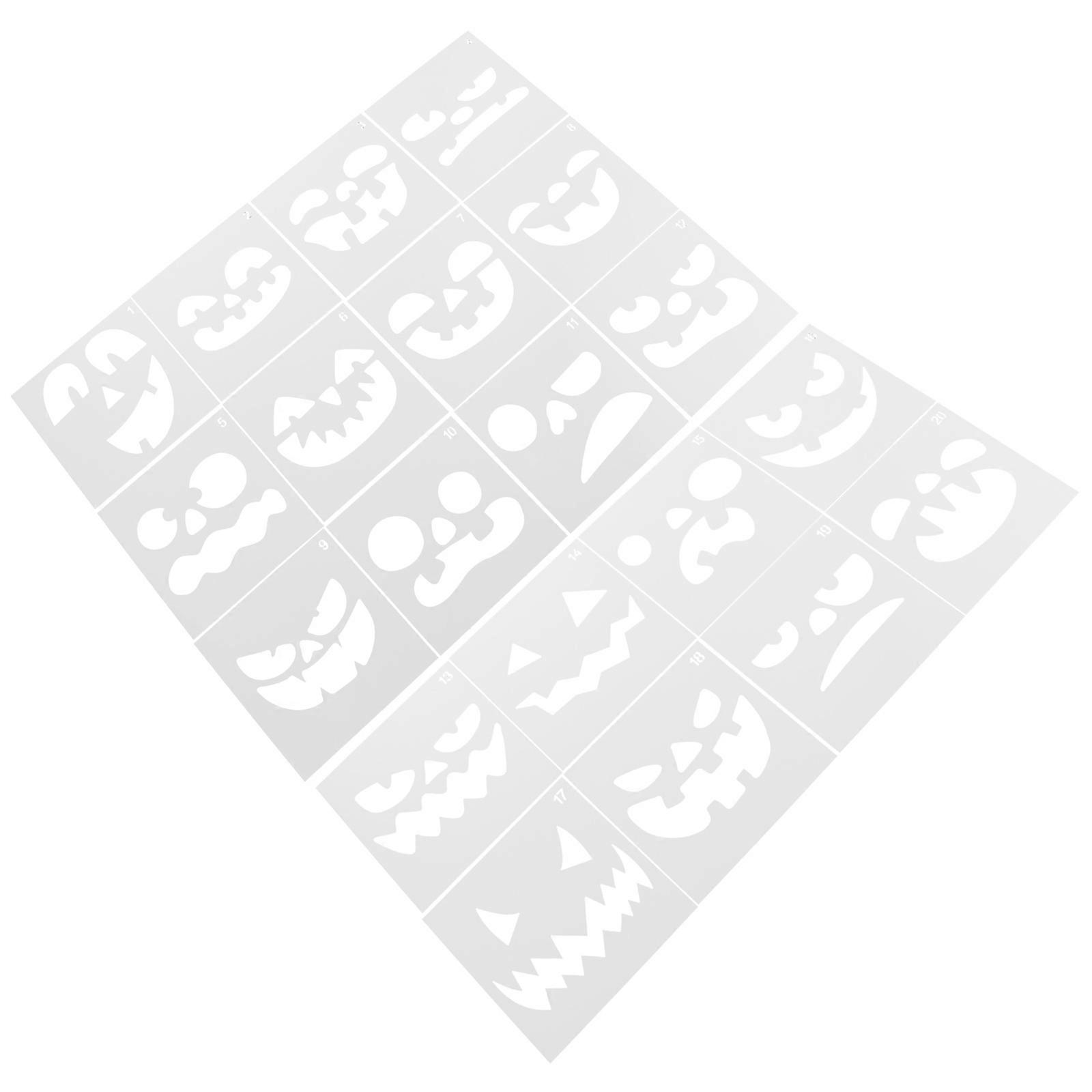 20Pcs Reusable Pumpkin Stencil Template Set Ideal For Halloween Party Activities Suitable For Both Children And Adults In White Color
