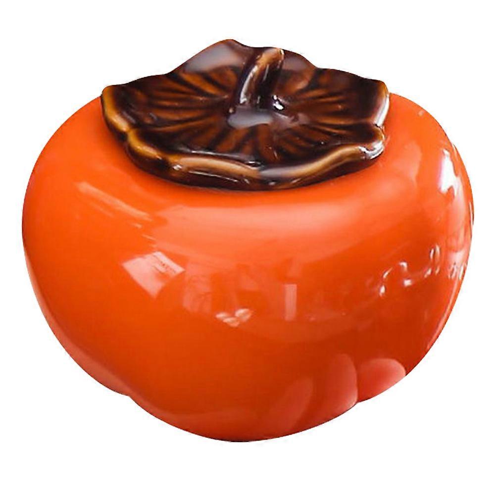 Large Capacity Ceramic Tea Canister Suitable For Family Use In Modern Vivid Orange Color Sealed Storage 1Pack