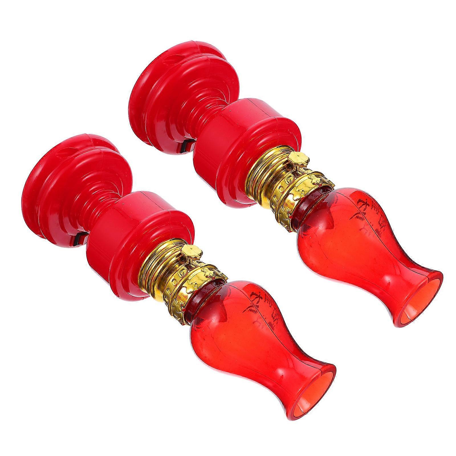 Electronic Candle Lamp Plastic 2Pcs Red Fire-Safe Lighting Candle Light for Decor