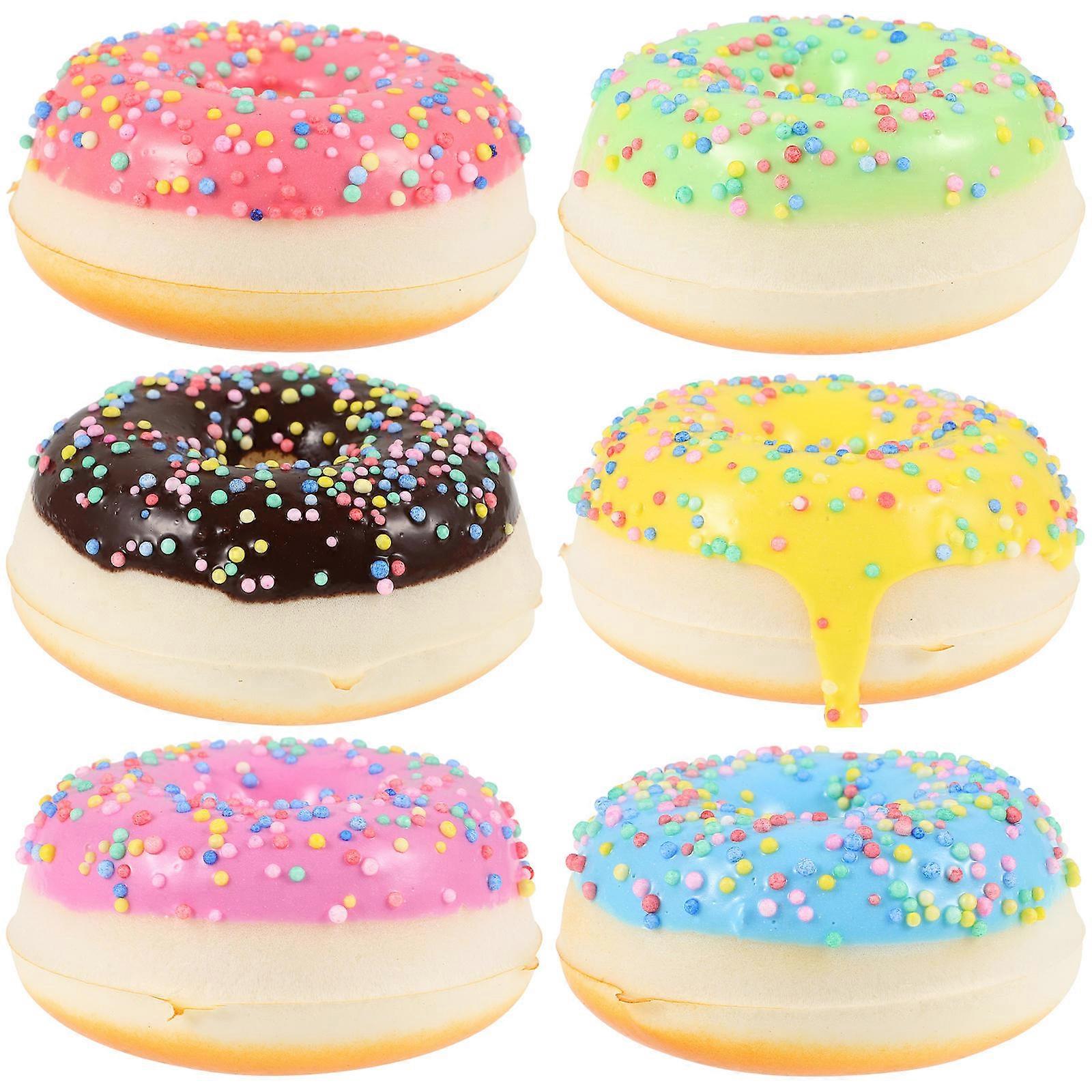 Lifelike Fake Donuts for Decor Assorted ColorPU and Magnet Material with Fridge Magnet Design 6 Pieces