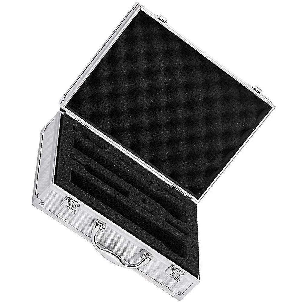 Mic Sponge Case For Travel And Outdoor Occasions Made Of Silver ABS And Aluminum With Convenient Handle 1Pcs