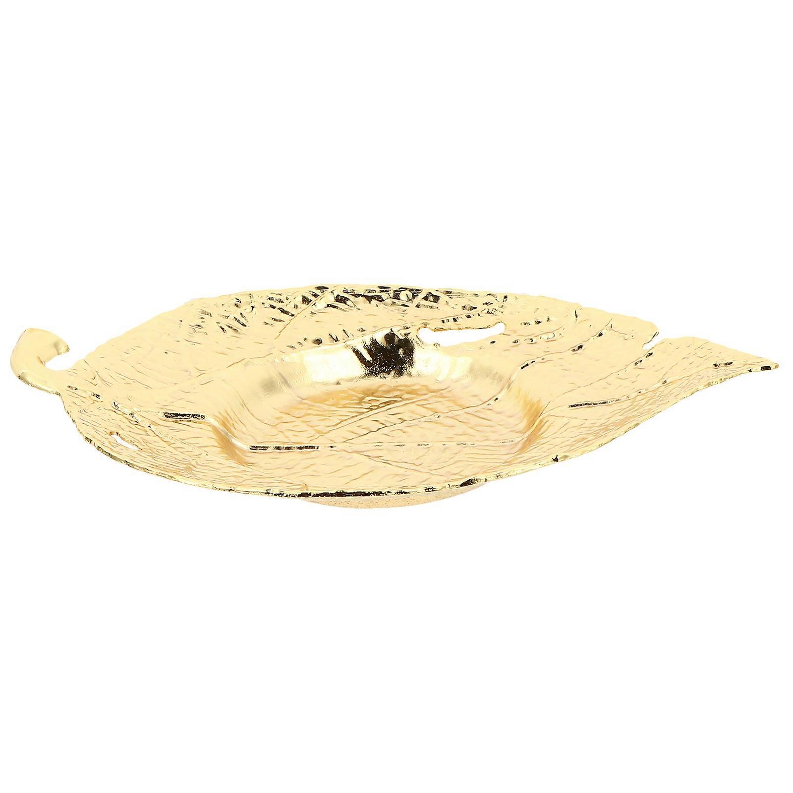 Metal Leaf-Shape Cup Mat For Adults In Golden With Heat Insulated Function 1Pcs