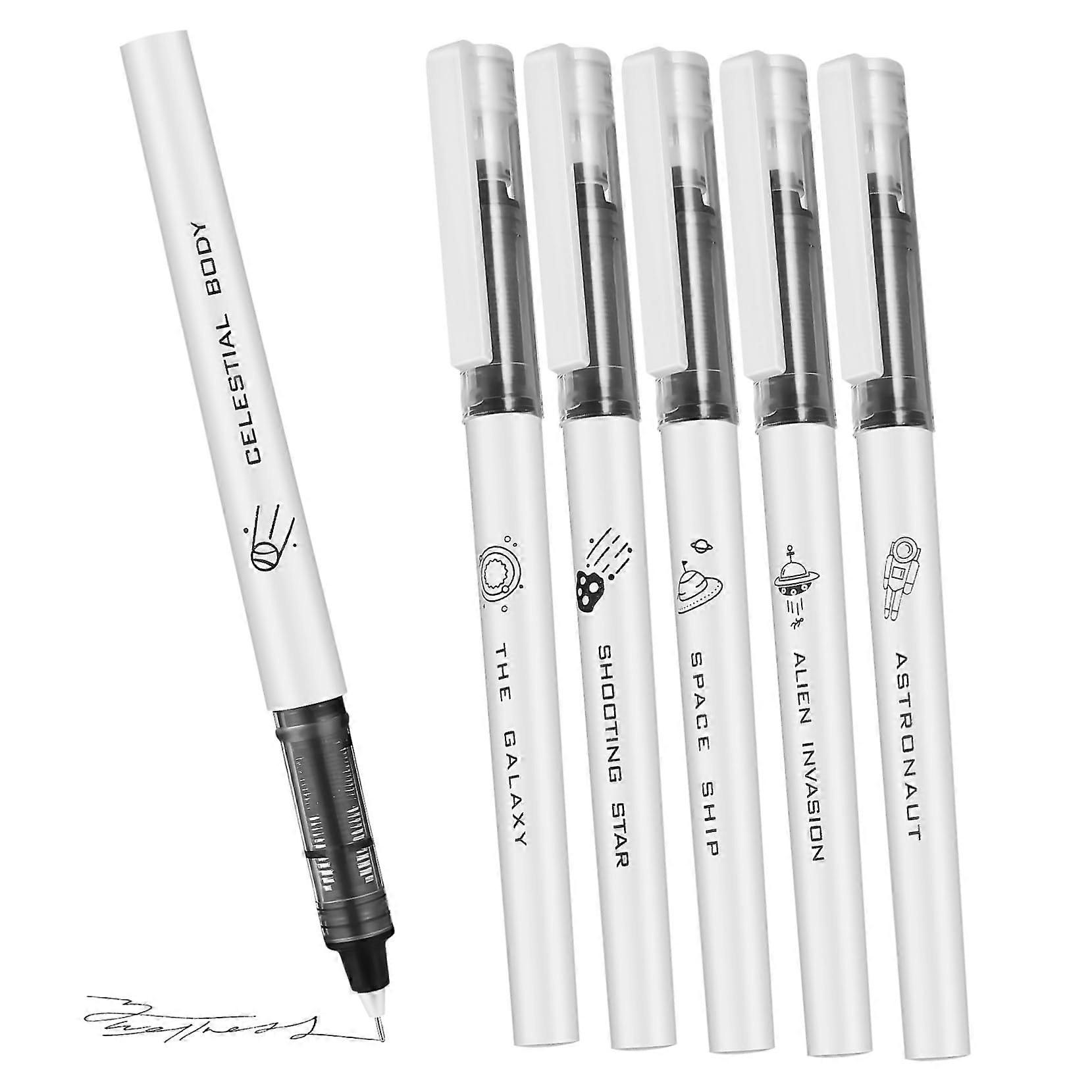 Rollerball Pen 0.5 mm Space Theme Pack of 6 Fine Point Writing Pens for Office School Journaling and Note-Taking