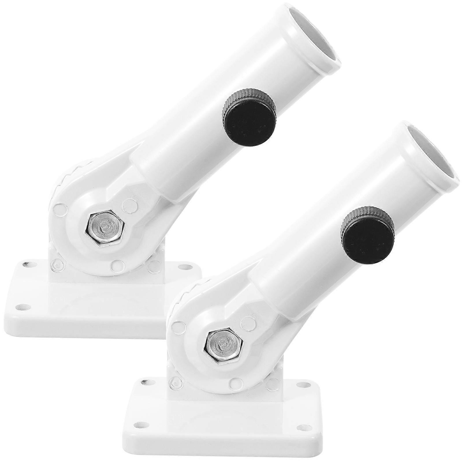 Flagpole Base Mounting Bracket 2Set For Stable Support In Ground Courtyard And Office Meeting White Aluminum Material