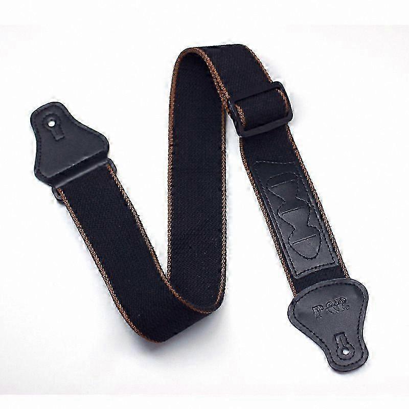 Cotton Guitar Strap with Leather Ends and Pick Holders, Adjustable Length
