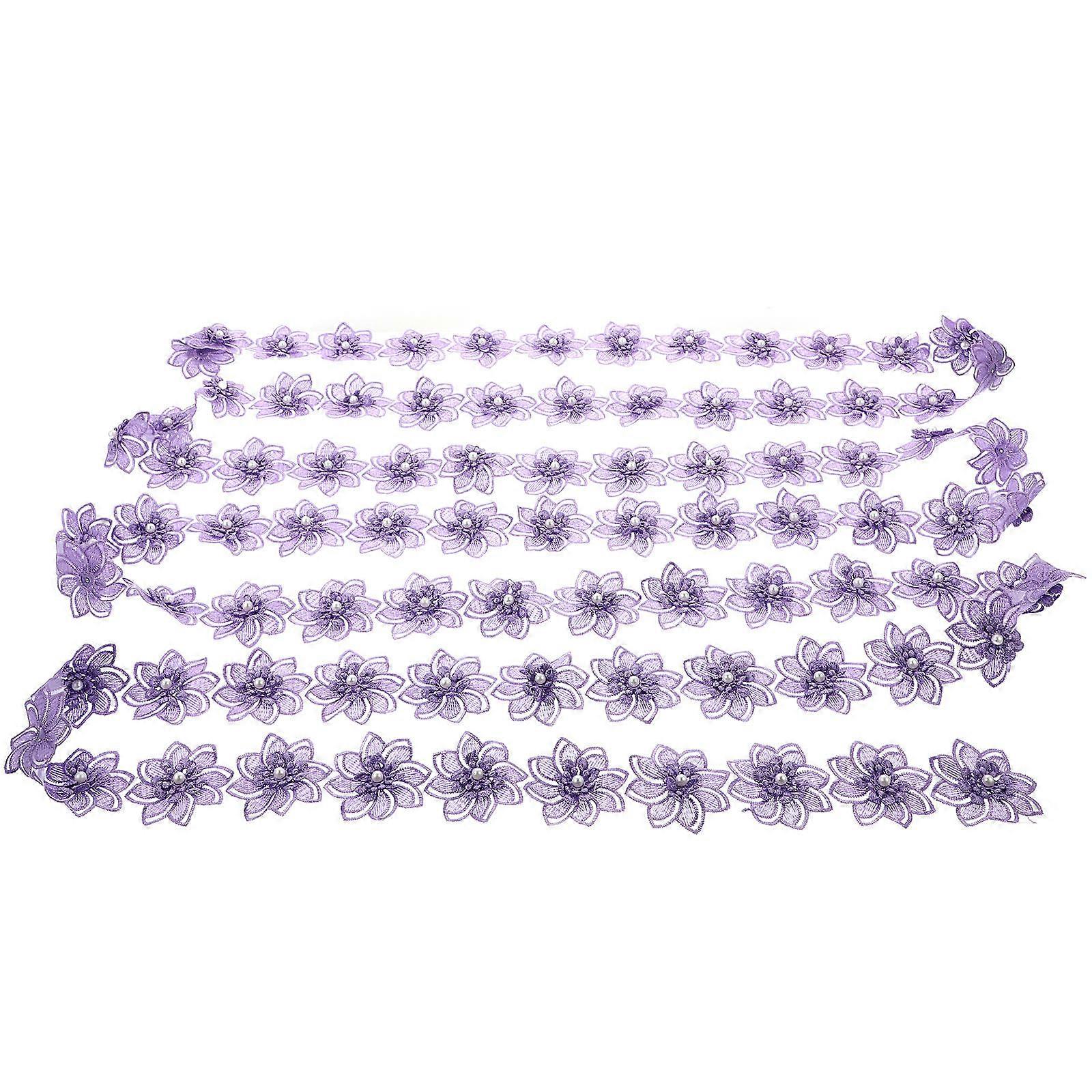 Elegant Flower Lace Trim Ribbon for Crafts Home Decor and Gift Wrapping in Purple Polyester Material 1Pack