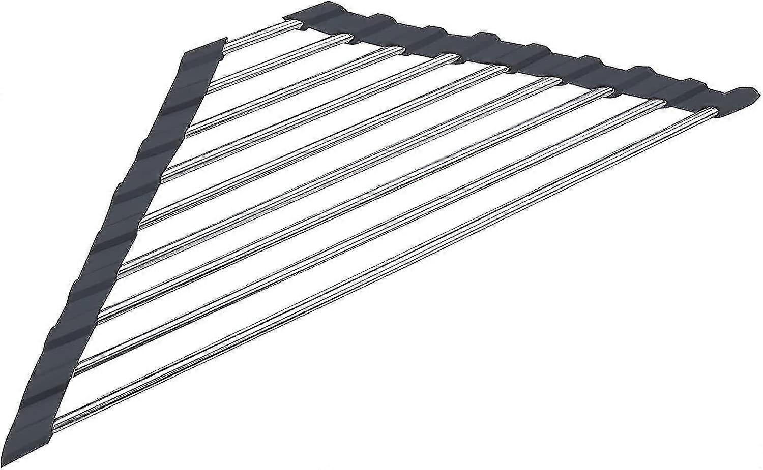 Stainless Steel Triangular Folding Dish Rack with Draining Mat, Non-Slip
