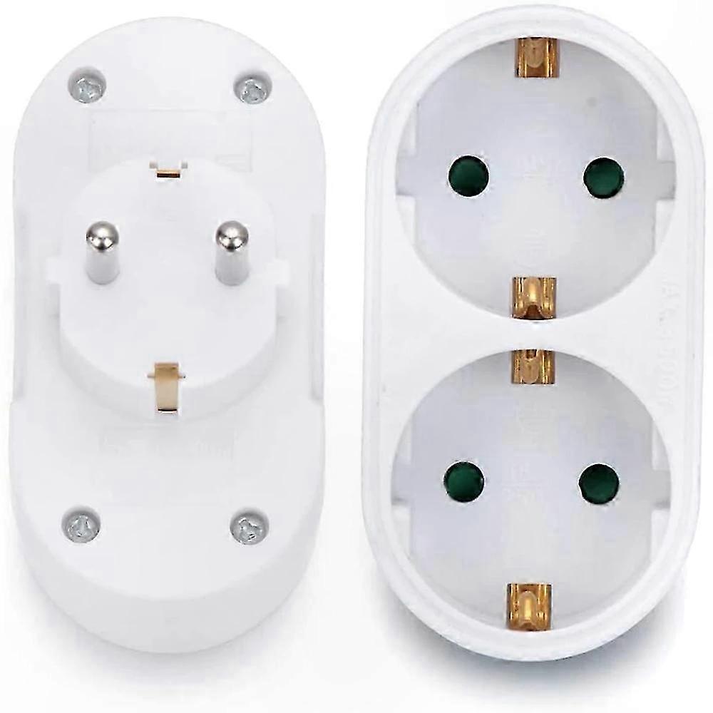 Dual Slot Multi Plug Adapter with Double Socket Horizontal Design