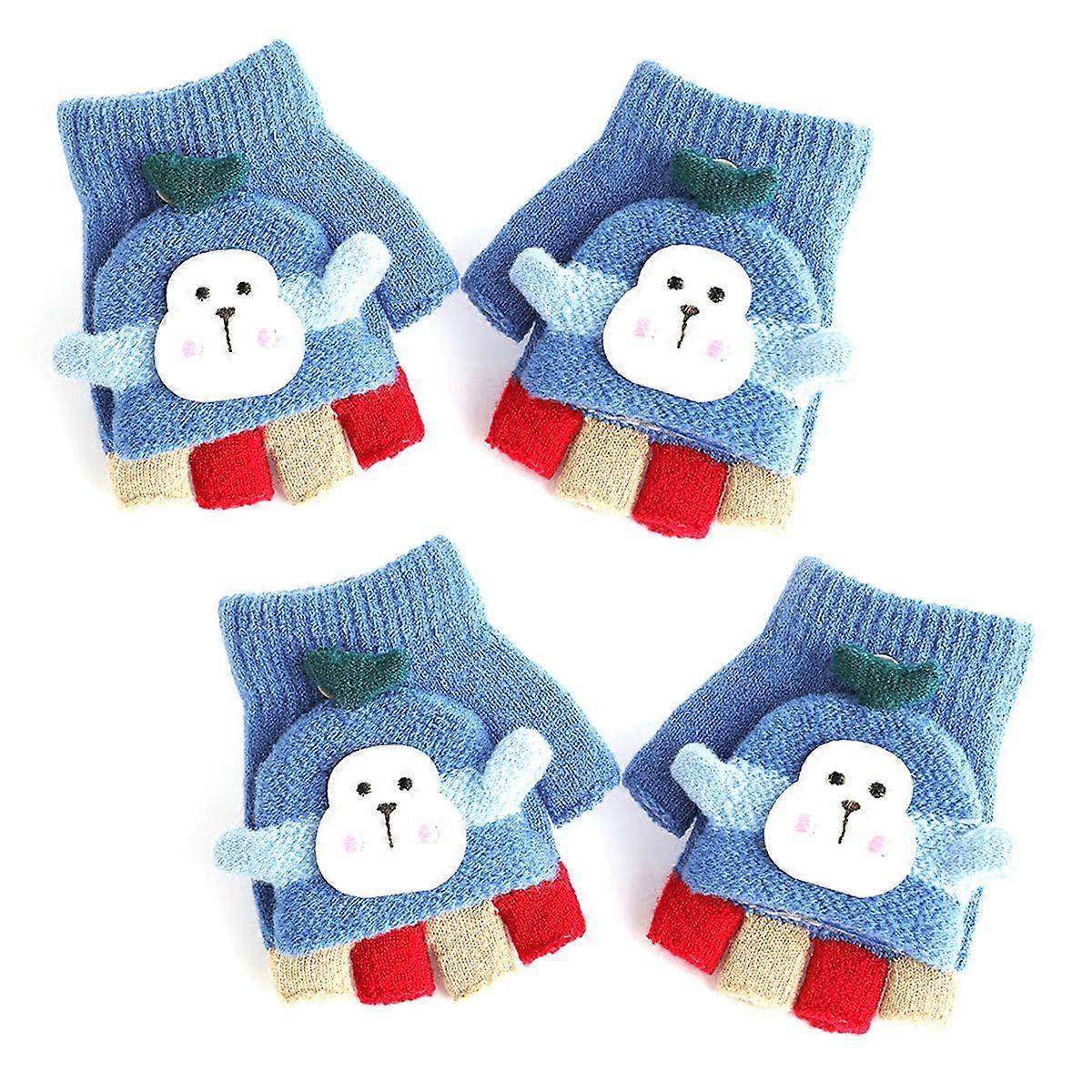 Varma vinterhandskar för barn, stickade vantar med bedårande flikar
