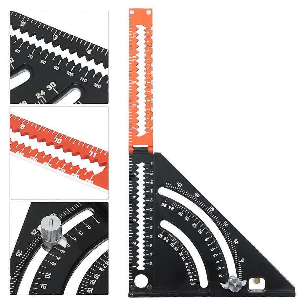 Folding Triangle Square Ruler Goniometer Aluminium Alloy Multifunction Measuring Ruler Metric Woodworking Positioning Tool Angle Adjusting 6-inch Exte