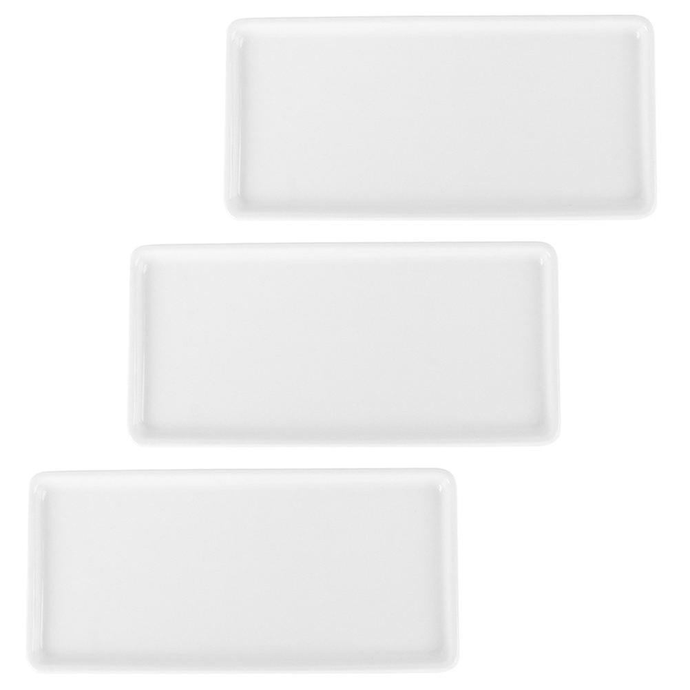 Ceramic Tray Bathroom Rectangle Storage for Home Material Holding Keys 3Pcs