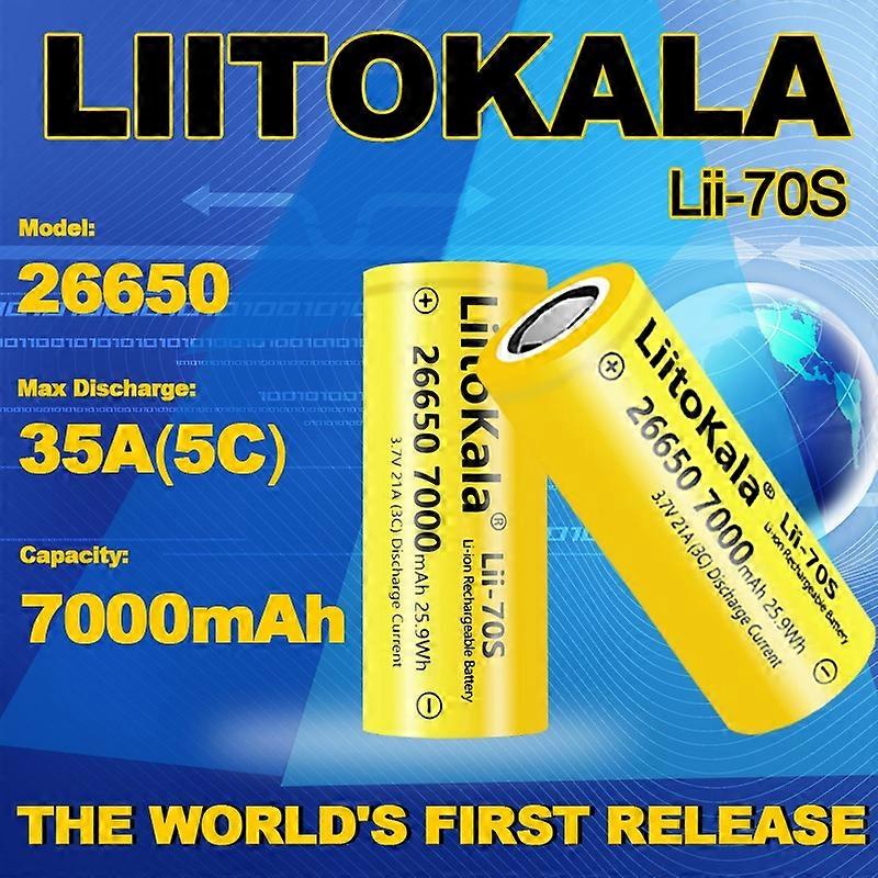 1-30pcs LiitoKala LII-70S 26650 3.7V 7000mA 35A τρέχουσα επαναφορτιζόμενη μπαταρία λίθιου 26650 κατάλληλη f