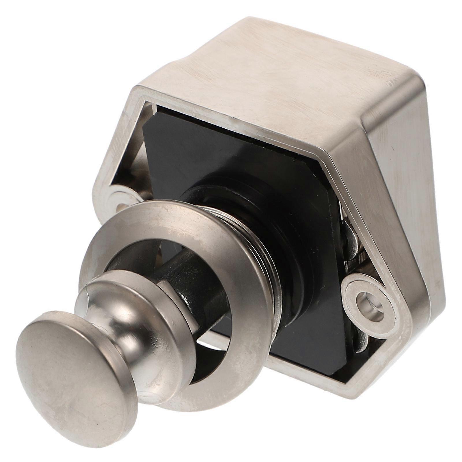 Lock Latch Push Button Cabinet Door Catch Lock for Camper Van Yachts Mobile Homes Silver Zinc Alloy Flexible Switch 1Set