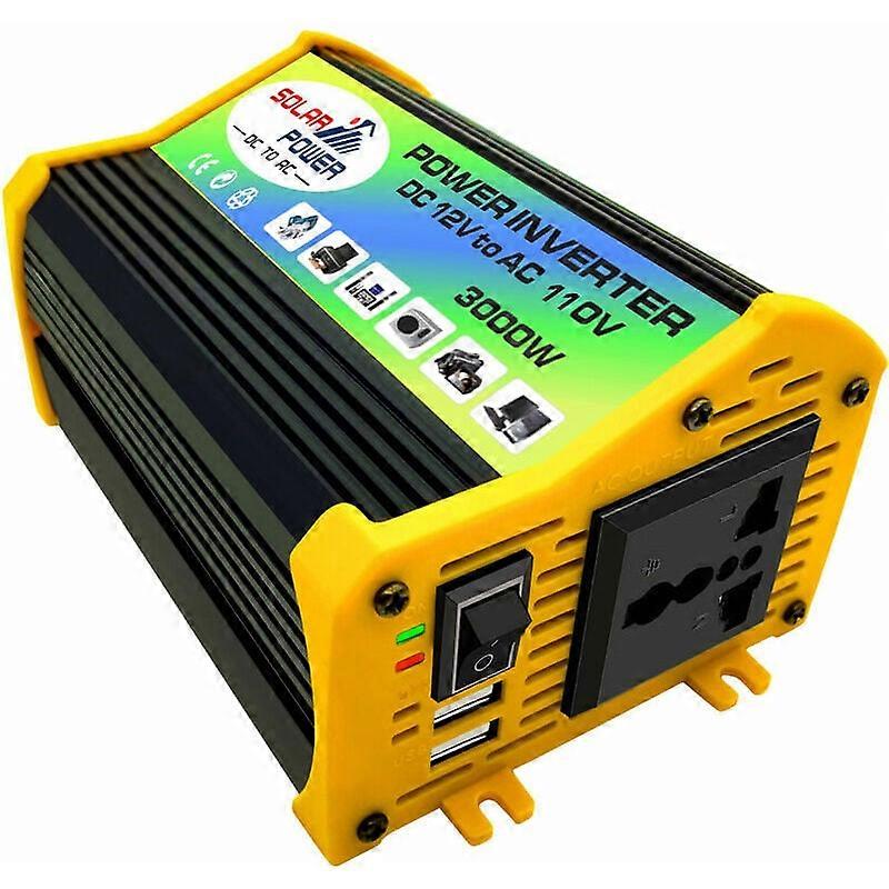 220V Vehicle Dual USB Power Conversion Inverter (Black)