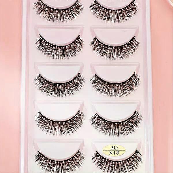 3D handmade false eyelashes, 5 pairs, natural and comfortable, easy to wear