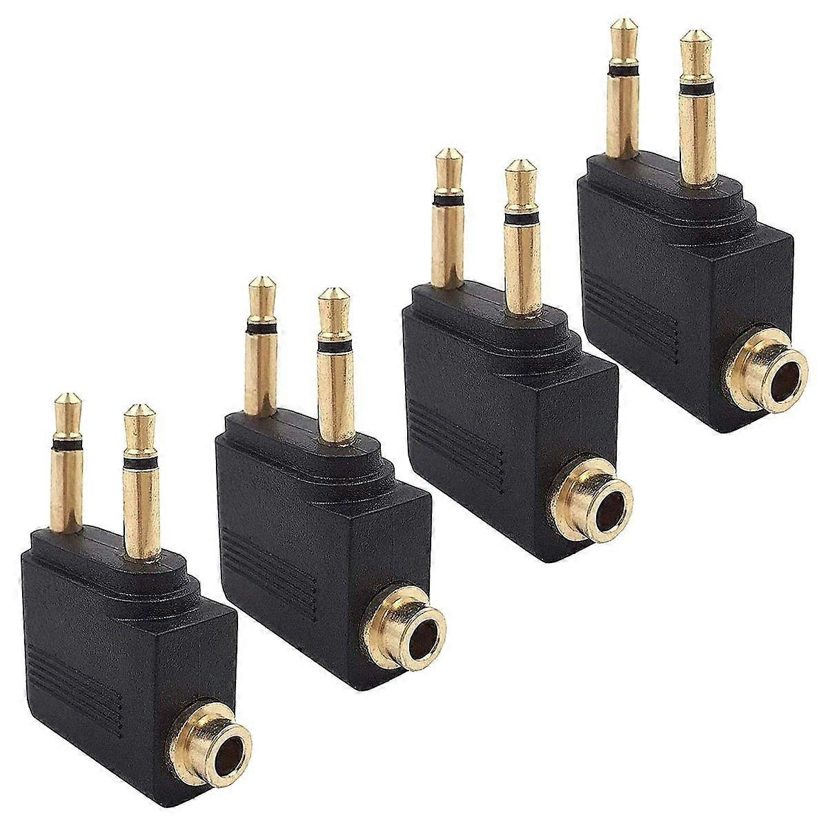 4 Pack Airplane Headphone Adapter ,Airline Airplane Flight Adapters for Headphones, Plated 3.5Mm