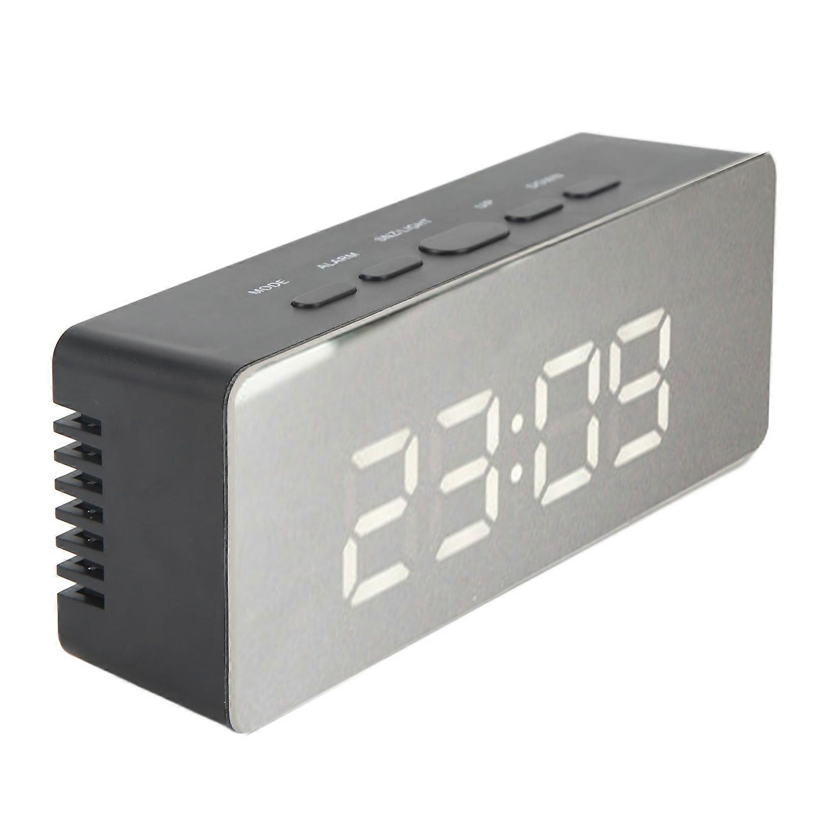Digital LED Alarm Clock 5.5x14x3.4cm Black Mirror Display