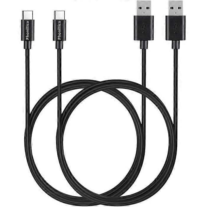USB-C Cables - Phonillico - Pack of 2 - Compatible with Bose Frames Tempo - 1 Meter - Black