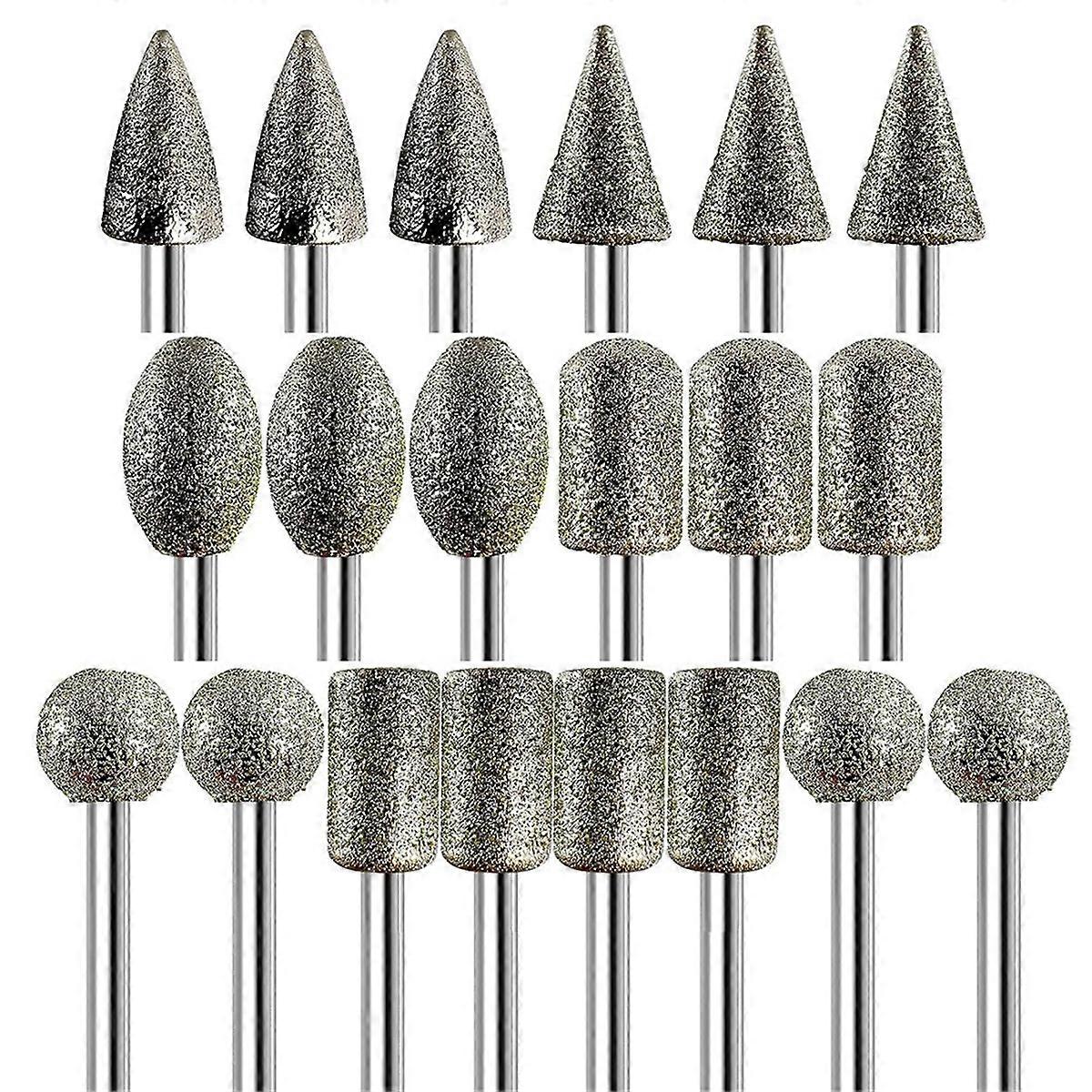 Diamond Grinder Bits for -Tool Accessories, 20Pcs, 1/8Inch Shank, 120-Grit, Rotary Tool Bits for St