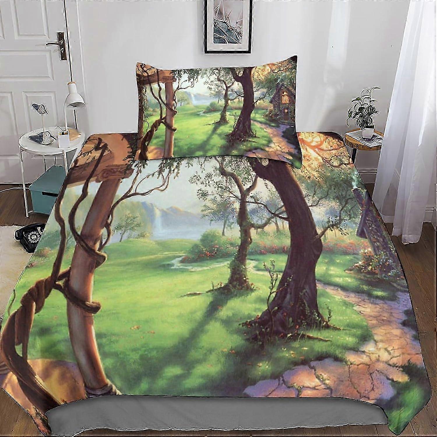 2025 Pokoje Dziwny dom Poszwa na kołdrę z mikrofibry Fantasy Wonderland Printed D Poszewka na poduszkę z zamkiem błyskawicznym dla dorosłych i E 135 * 200 CM