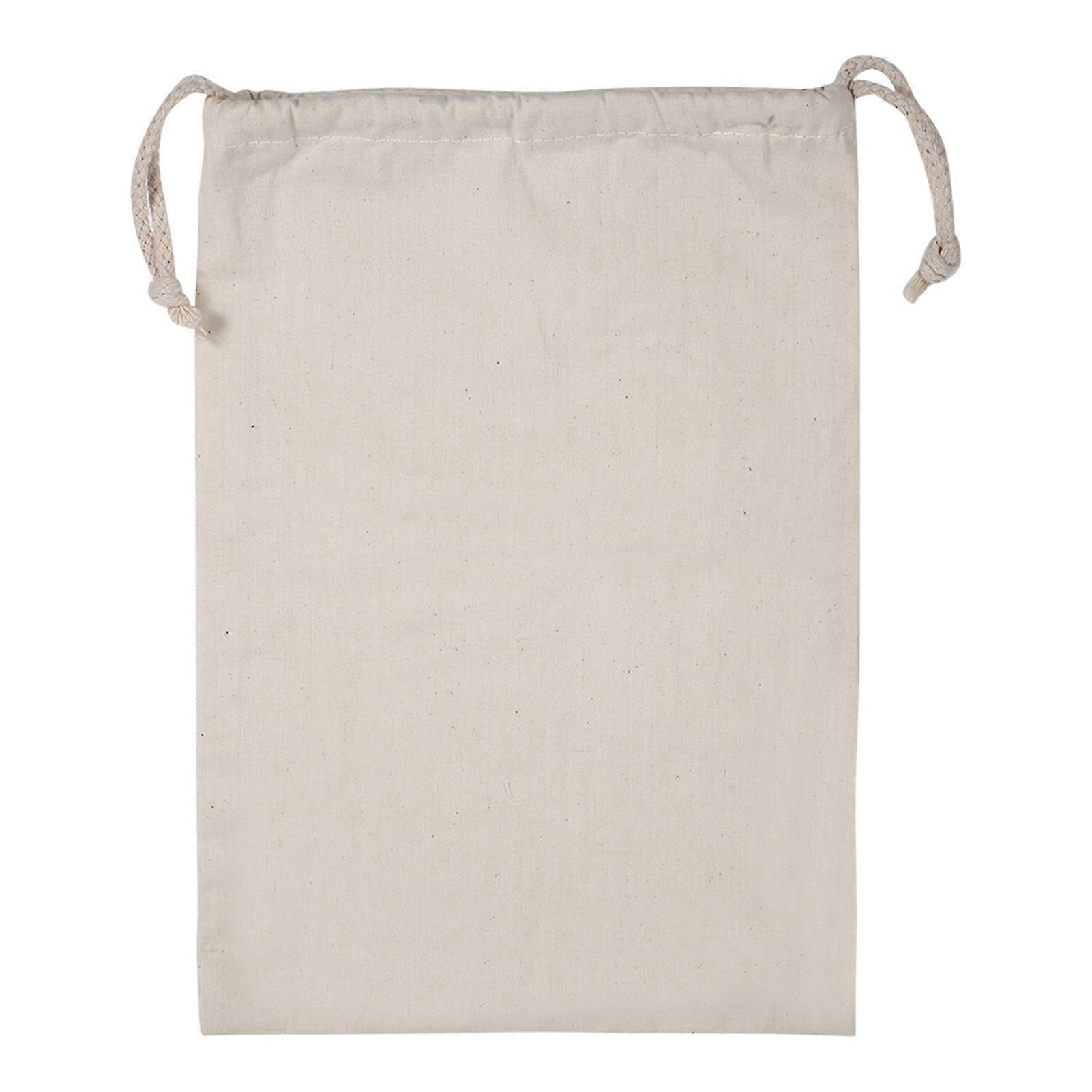 Household Plain Cotton Drawstring Storage Laundry Sack Stuff Bag for Travel Home Use 22 * 28CM
