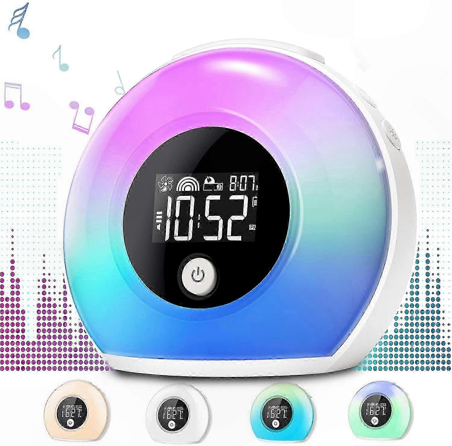 Kids Wake Up Light Alarm Clock with Bluetooth Speaker, 4-Level Brightness Night Light for Children