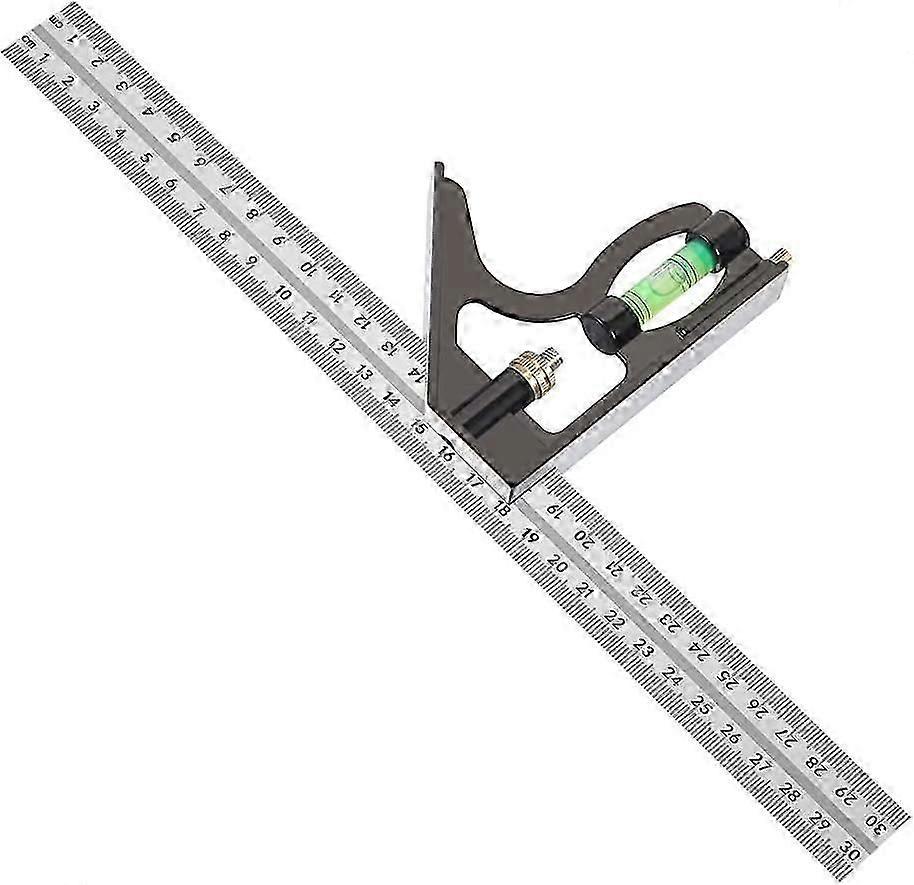 Combination Square 300mm Stainless Steel Combination Angle Ruler Square Combination Measuring Tools (Black) GROOFOO