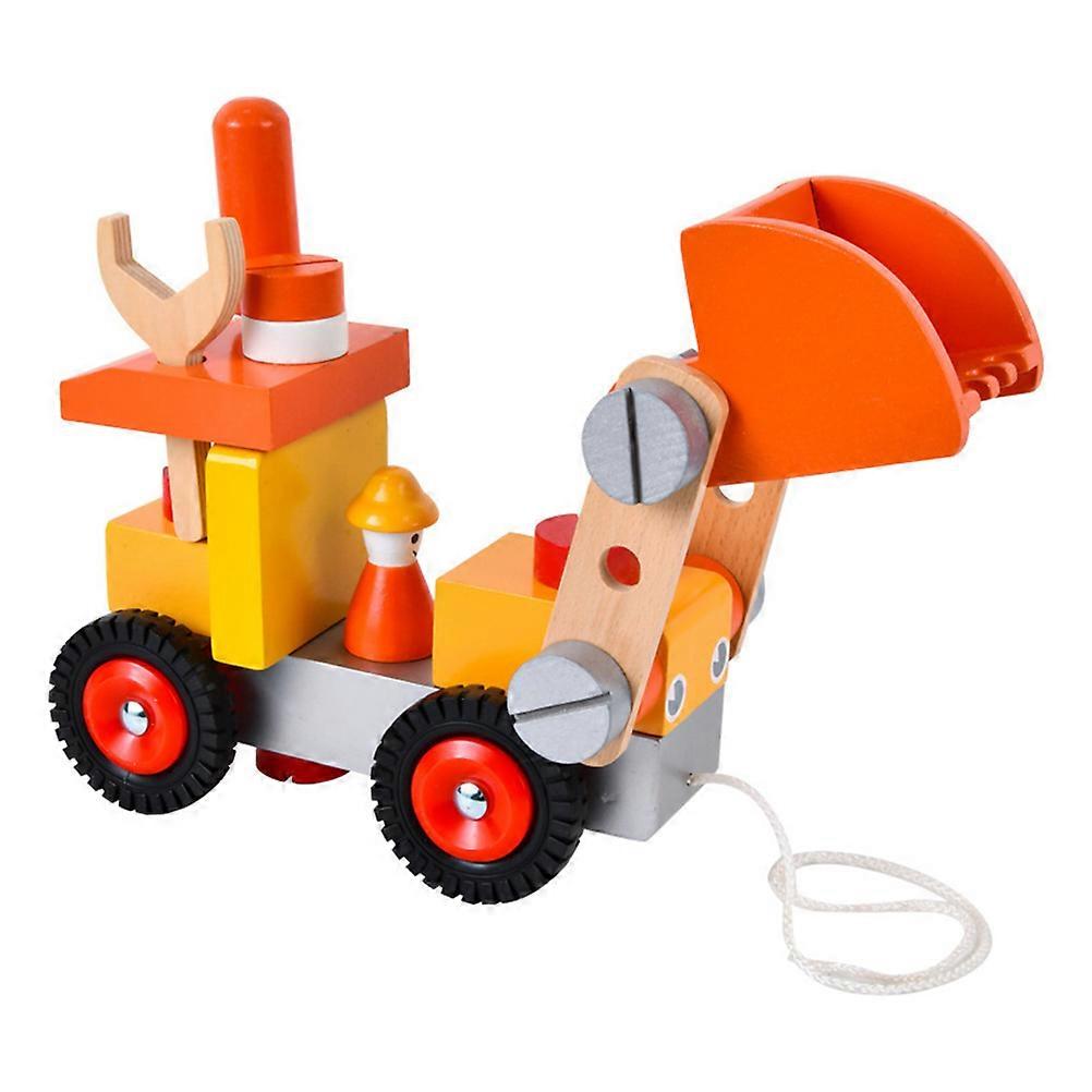 Wooden Excavator Toy Engineering Vehicle Model for Children