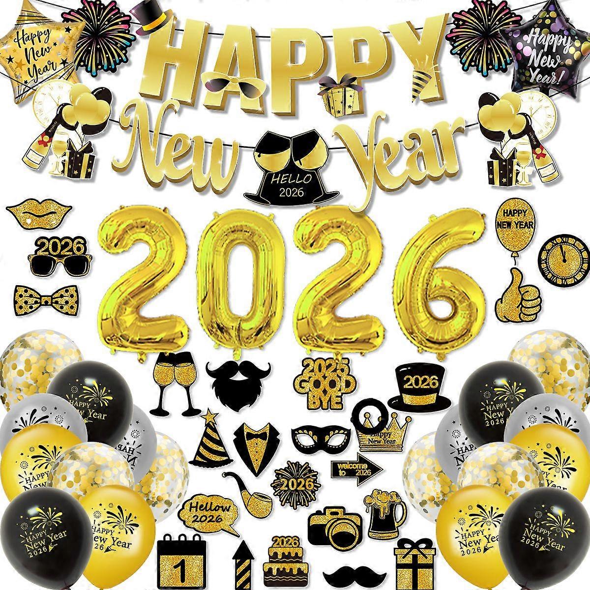 2026 New Year Themed Party Decorations Happy New Year Photo Props Balloon Set