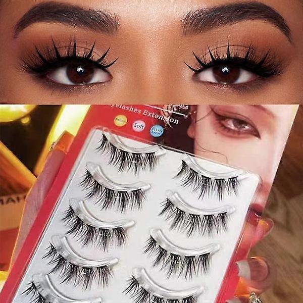 5 Pairs Manga Lashes 3D Mink Transparent Stem