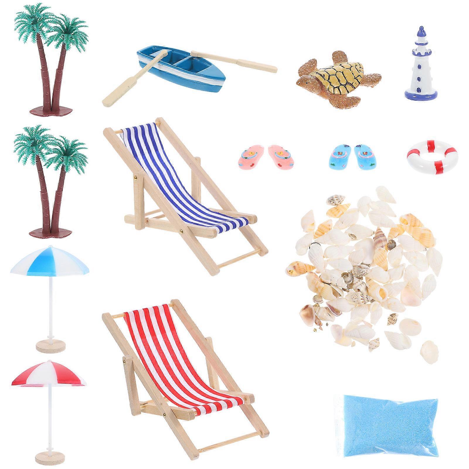 Beach Style Miniature Ornament Doll House Decoration with 2Sets for Micro Landscape