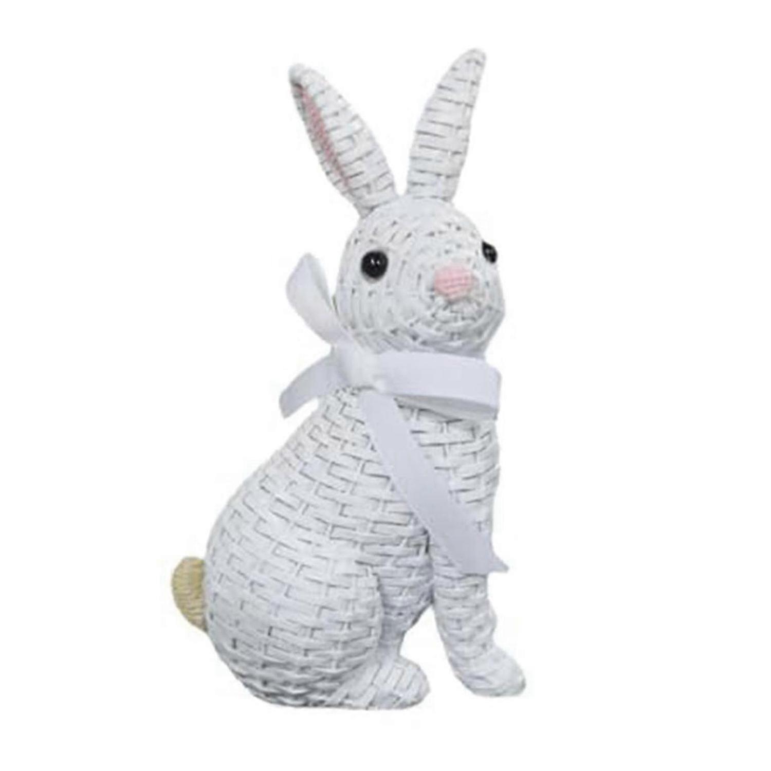 Simulation Bunny Figurine Easter Tabletop Deco Craft Ornament White-A