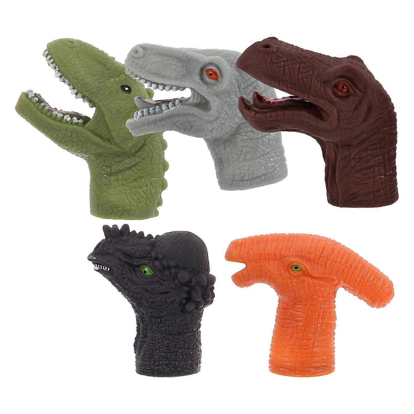 Kids Finger Dinosaur Puppets 5Pcs Assorted Color Hand Puppet For Interactive Play And Learning