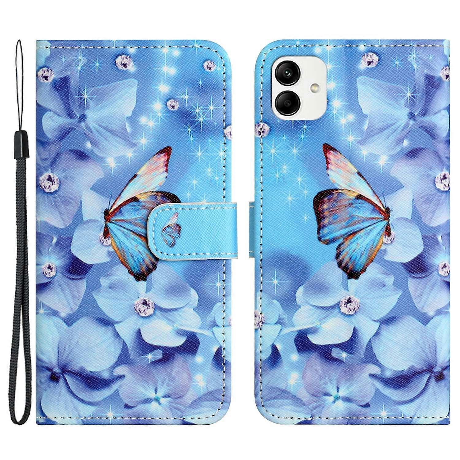 For Motorola Moto G54 5G Case Pattern Printing Anti-Drop PU Wallet Phone Case with Strap