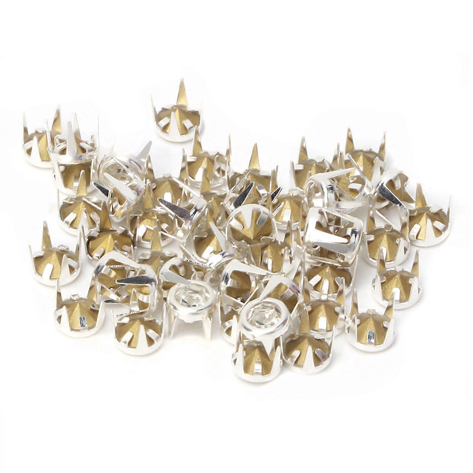 50PCS 6mm DIY Colorful Round Claw A Grade Crystal Rhinestones for Crafts Decoration(Sliver)