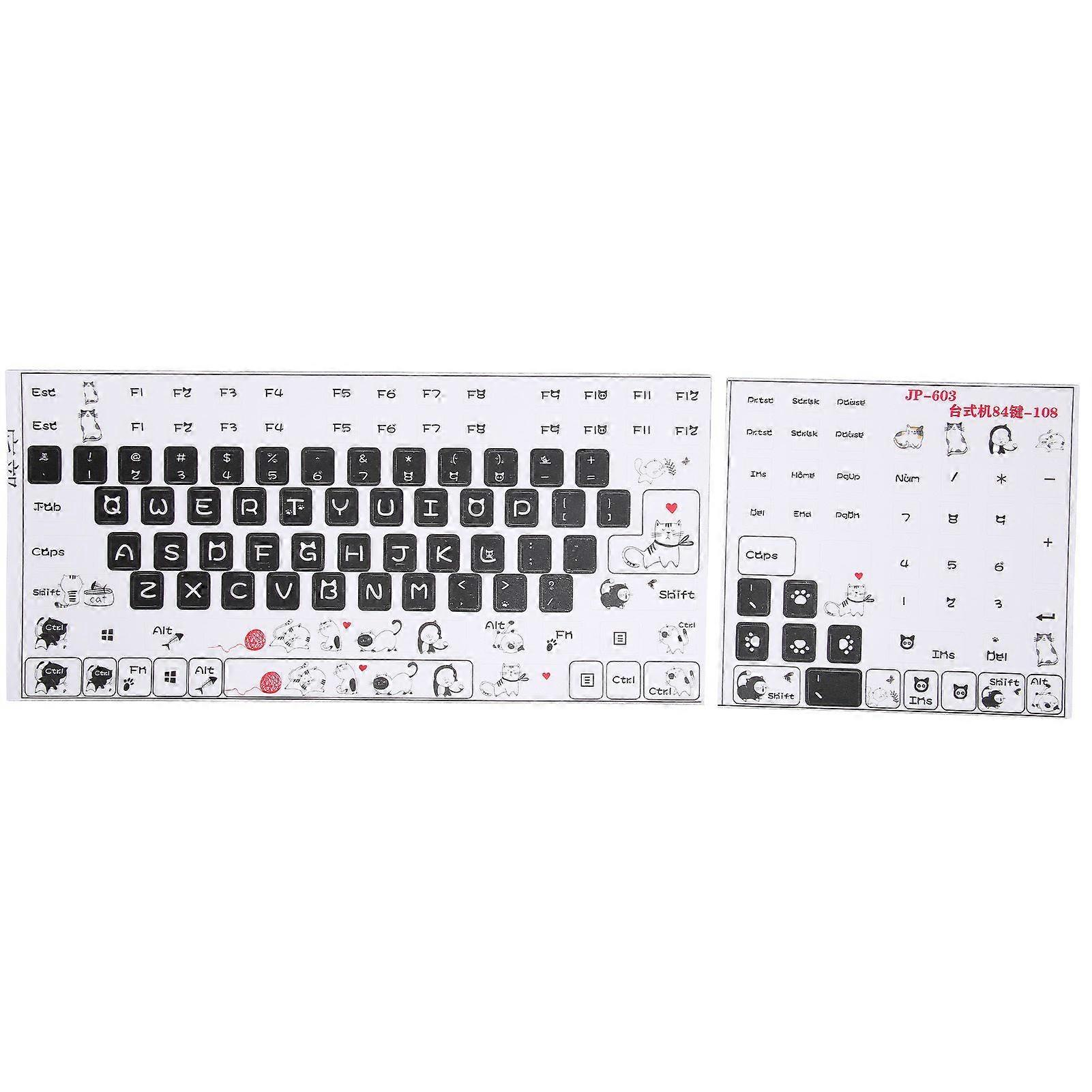 Keyboard Stickers PVC Clear Frosted Pattern Decorative DIY Cute Style Keycaps Stickers for General Desktop Computer