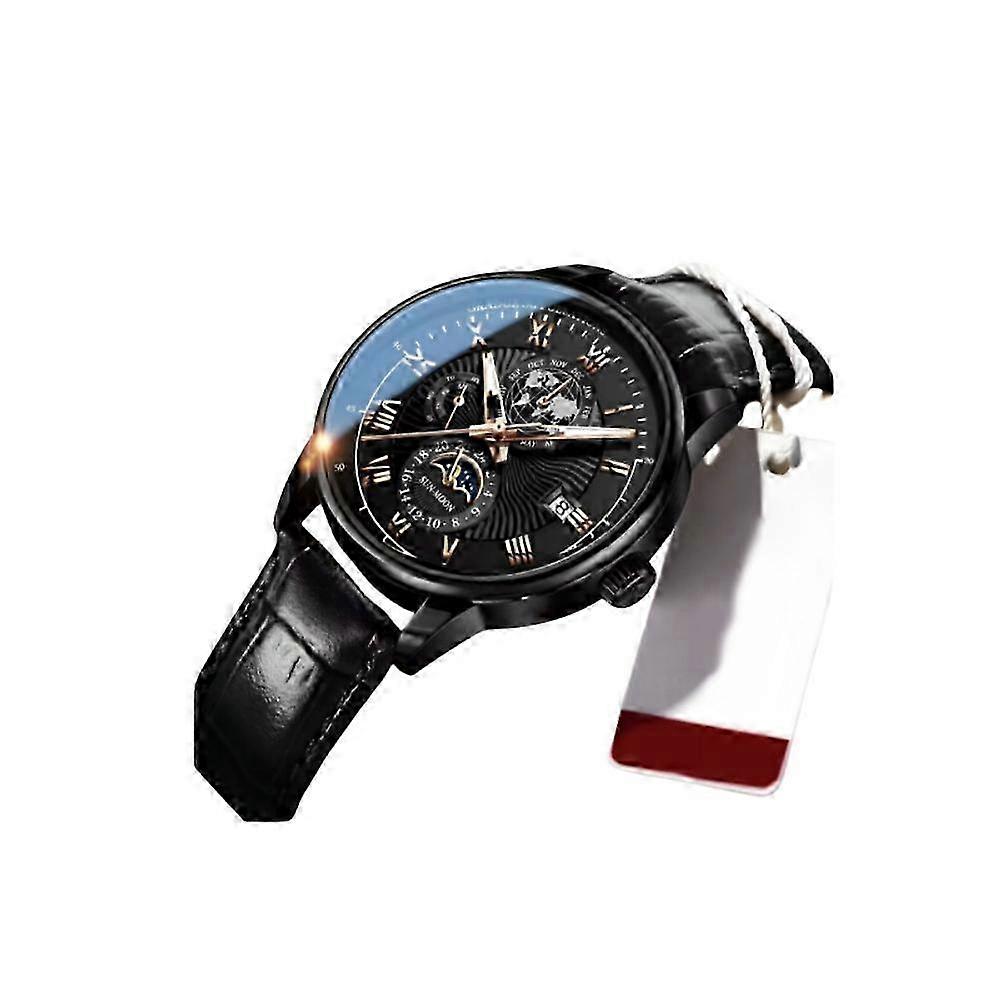 Män Klocka Läder Vattentät Luminous Mäns Kvarts Armbandsur Lyx Klockor