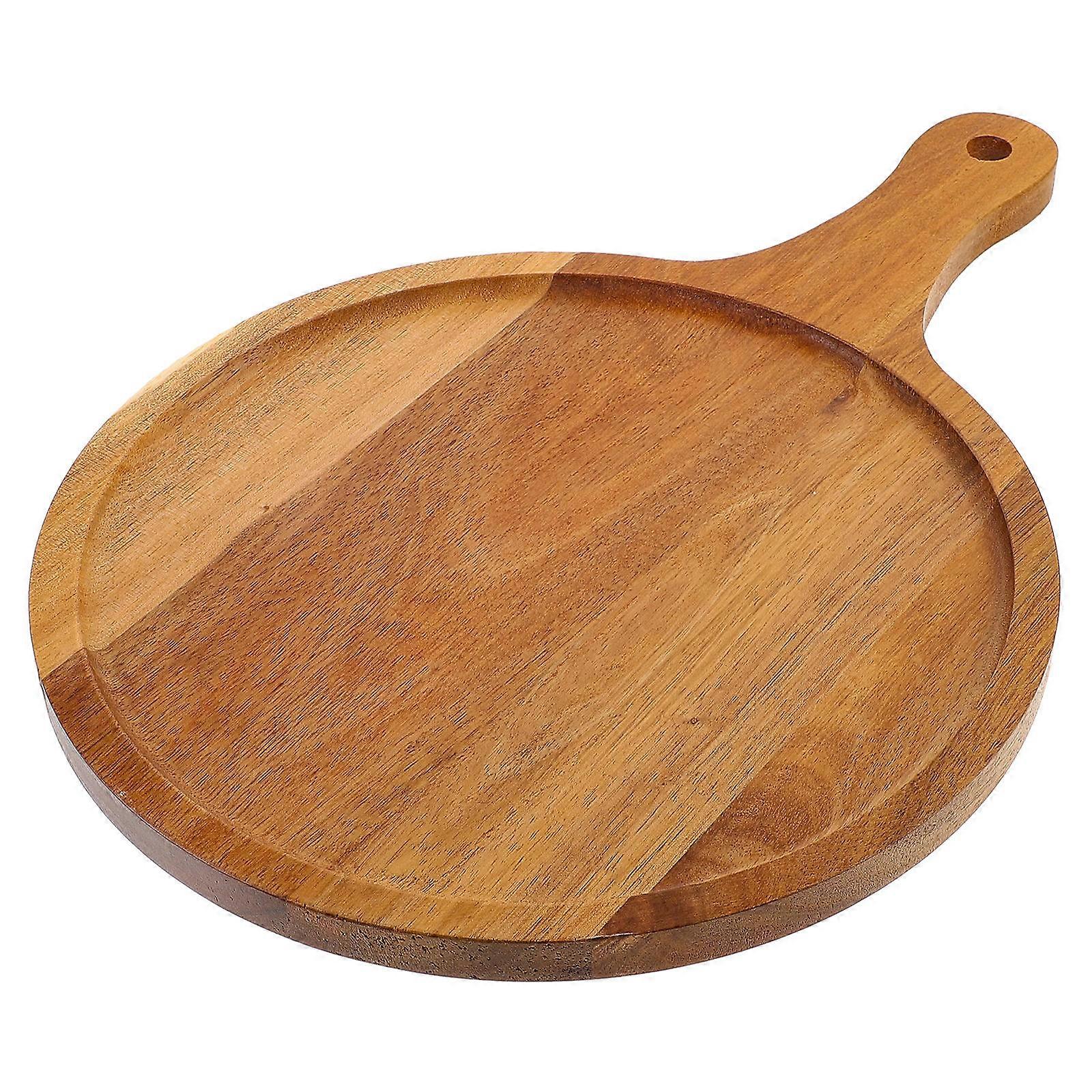 Wooden Board for Home Use Round Pizza Serving Paddle Board