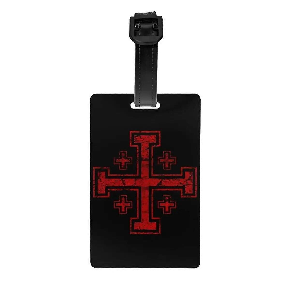 Deus Vult Crusader Cross In Marble Luggage Tags Custom Knights Baggage Tags Privacy Cover Name ID Card