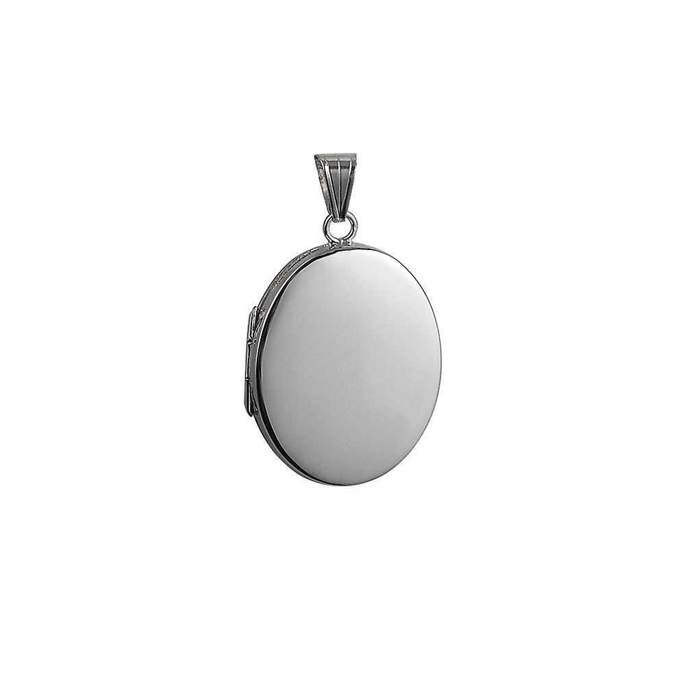 Silver 30x24mm flat oval plain Locket